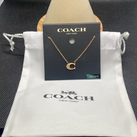 💕COACH💕 Rose Gold Pave Signature Necklace/NWT - Picture 5 of 5